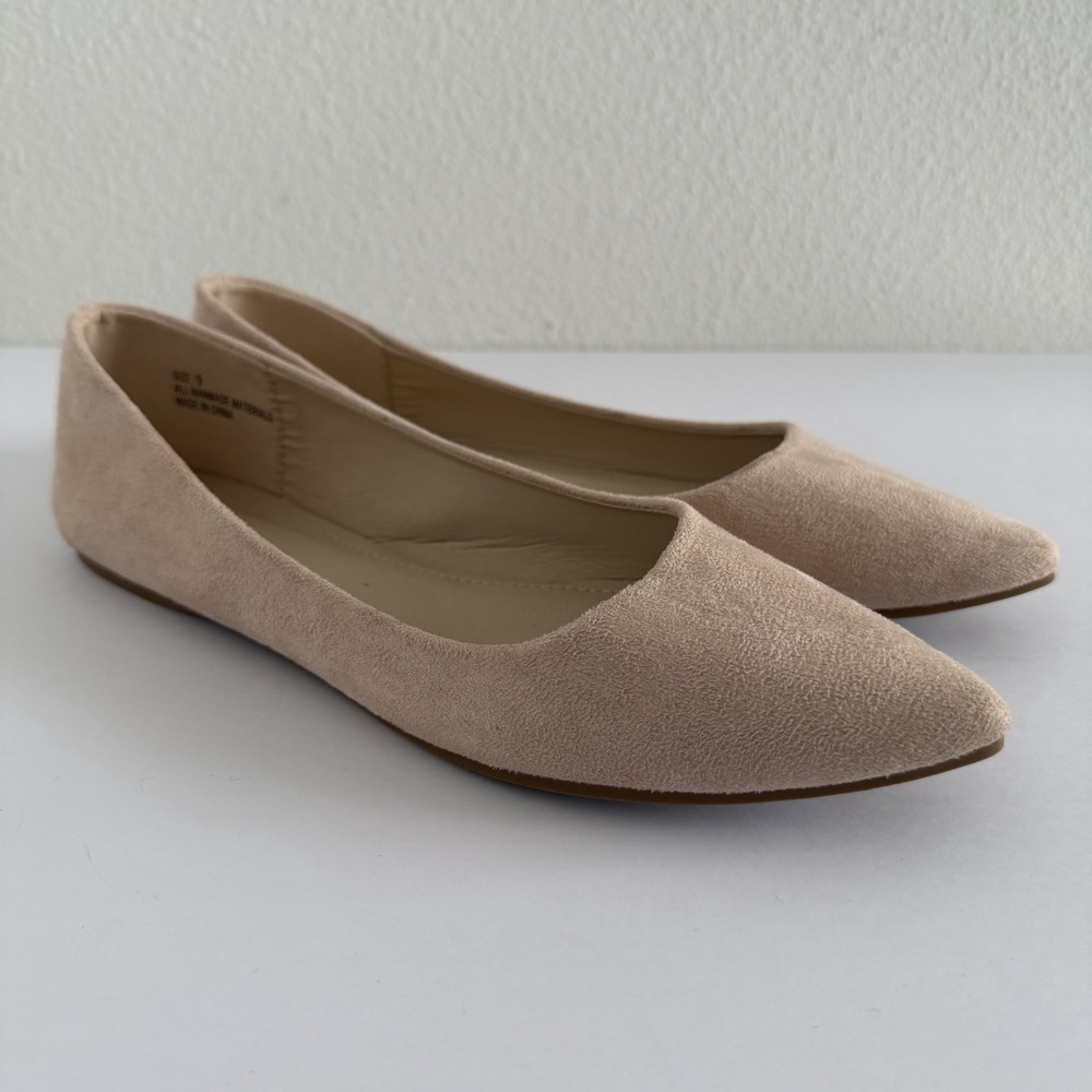 Lulus Holly Light Nude Suede Flats Women's 9